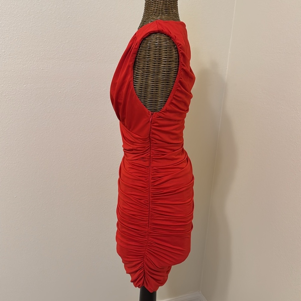 Superdown Farrah Red Ruched V-Neck Sleeveless Dress S - Picture 7 of 13